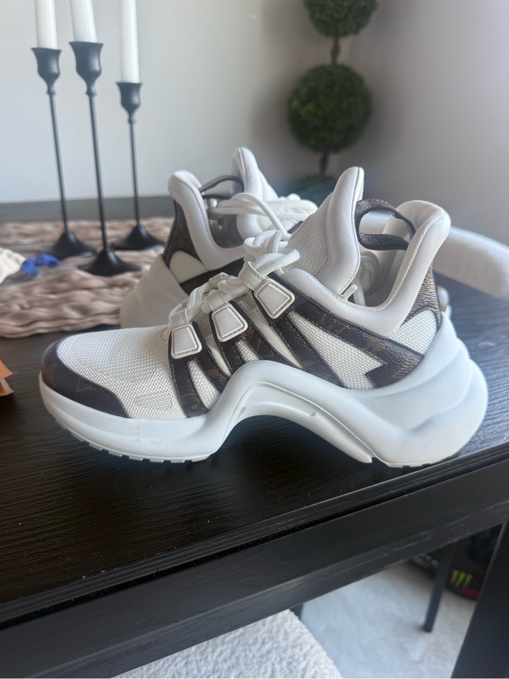 Louis Vuitton White and Brown Archlight-Style Women's Sneakers
